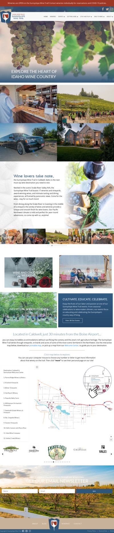 Sunnyslope Wine Trail website homepage
