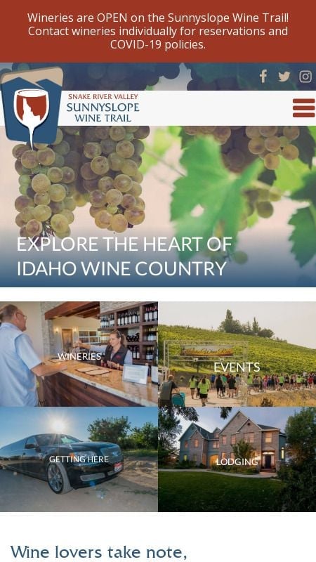 Sunnyslope Wine Trail website on a phone, designed by buildplatform
